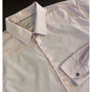 Duchamp London Dress Shirt Mens 18 46 Pink Plaid Tailored Fit XXL